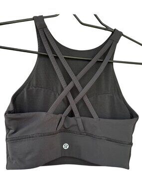 Lululemon Energy High Neck Sports Bra Black Size 6 Strappy Crossback Activewear